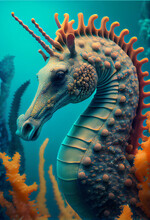Magical Underwater World With Colorful Sea Creatures. Generative Ai