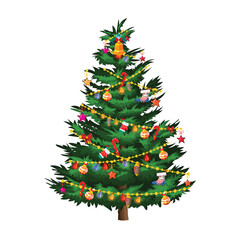 colorfully decorated christmas trees against a white background vector illustration