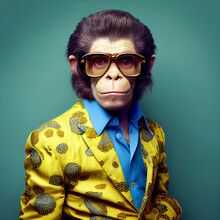 Portrait Of A Monkey In A Fashionable Suit