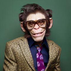 Wall Mural - portrait of a monkey in a fashionable suit