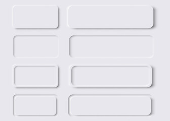 Neumorphic rectangle. Set of Neumorphic UI Design Elements. Vector illustration.