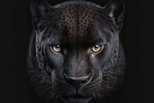 Close Up On A  Black Panther Eyes On Black