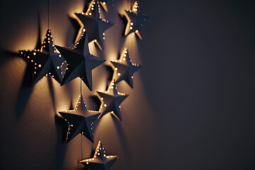 Wall Mural - shiny stars on strings on a dark background