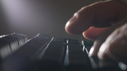 Typing on computer keyboard, hand of software programmer, IT support.