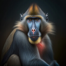 Portrait Of A Mandrill Baboon
