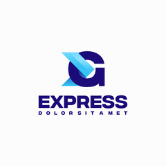 Sticker - fast express g initial logo designs concept vector, express arrow logo designs symbol