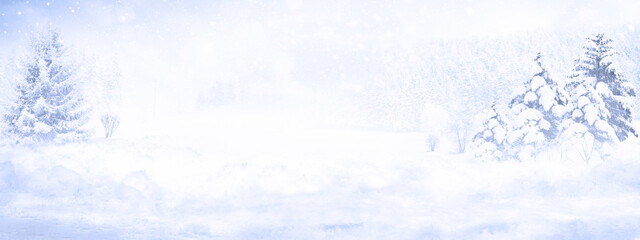 Wall Mural - winter christmas scenic background with copy space.