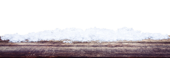 Wall Mural - winter christmas scenic background with wooden table and copy space.