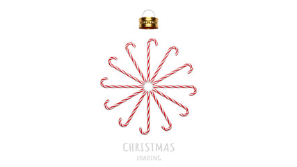 Wall Mural - Merry Christmas loading concept with candy cane. 3d illustration