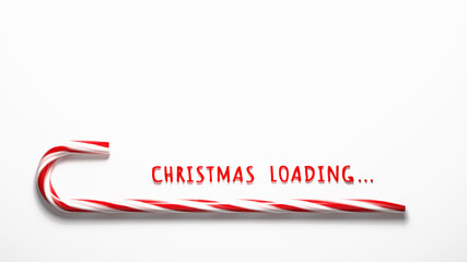 Wall Mural - Merry Christmas loading concept with candy cane. 3d illustration