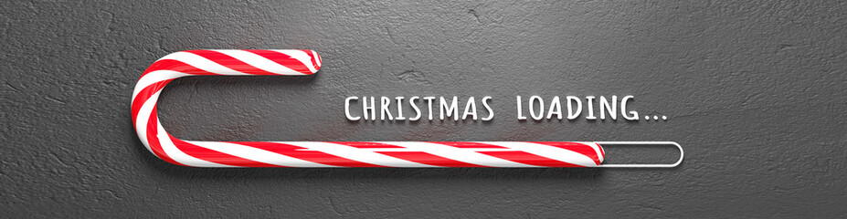 Wall Mural - Merry Christmas loading concept with candy cane. 3d illustration