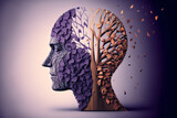 Fototapeta Do akwarium - Alzheimer concept. Loss of memory and mental abilities. Generative AI