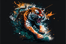 Splash Art Of A Tiger