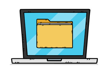 Fototapete - A folder graphic is displayed on the laptop screen.
Hand-drawn graphics