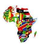 Fototapeta Mapy - Map of Africa with flags and location on world map