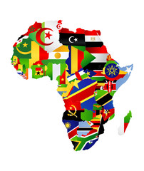 map of africa with flags and location on world map