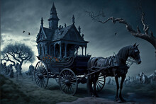 Gothic Horror Horse Drawn Hearse