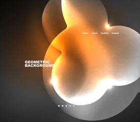 Aufkleber - Neon glowing bubbles, circles magic energy space light concept, abstract background wallpaper design