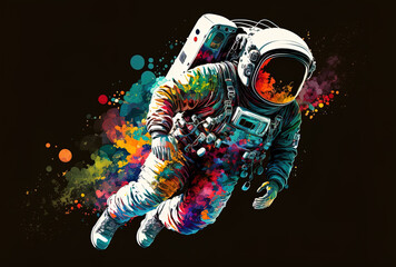 over current color trends, an astronaut soars.