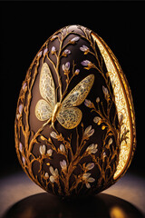 Wall Mural - Handmade and decorative Easter egg with texture and painting in resin, marble, stone and chocolate. Details and volumes