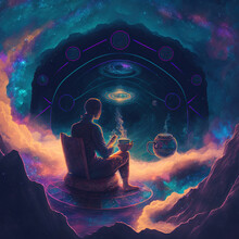 Psychedelic Astral Meditation - Trippy Spiritual Illustration - Generative AI