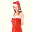 © yurolaitsalbert - young woman in Christmas costume showing thumbs up.