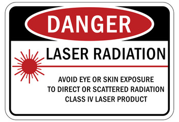 Wall Mural - Laser danger warning sign and label laser radiation