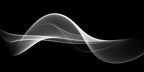 Leinwandbilder -  Abstract Black And White Wave Design
