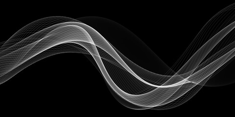 Leinwandbilder -  Abstract Black And White Wave Design
