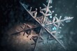  a snowflake is shown in the dark with snow flakes on it's sides and a blue background. Generative AI