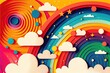  a colorful rainbow with clouds and stars in the sky and a rainbow in the sky with stars and clouds. Generative AI