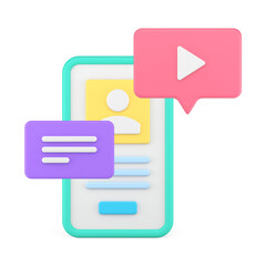 Poster - Social media marketing platform online communication smartphone application screen 3d icon