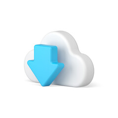 Poster - Backup storage cloud with arrow files digital data information download isometric 3d icon