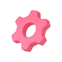 Poster - Cogwheel mechanism industrial repair service pink badge realistic 3d icon displaced