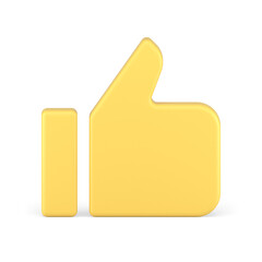 Poster - Thumb up cool agreement approval element for social media interface yellow 3d icon