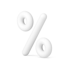 Percentage white glossy symbol elegant realistic shopping badge 3d icon  illustration