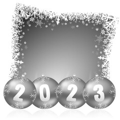 Aufkleber - New Year 2023 greeting card, illustration with Christmas balls and snowflakes
