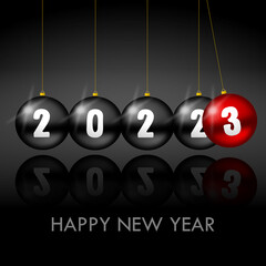 Aufkleber - Happy New Year 2023 greeting card, illustration with christmas balls