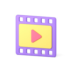 Poster - Media channel video content filmstrip purple application isometric badge realistic 3d icon
