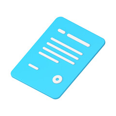 Poster - Business contract 3d. Voluminous blue paper page with financial agreement