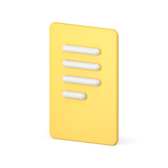 Poster - Paper sheet document list agreement text message letter information isometric 3d icon