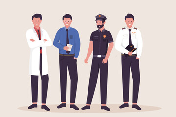 Wall Mural - Flat design of men profession collection. Illustrations for websites, landing pages, mobile apps, posters and banners. Trendy flat vector illustration