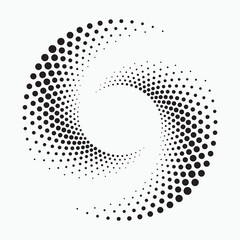 Wall Mural - Halftone design element. Abstract background. Dotted round logo. Halftone swirl object. Halftone dots circle texture, pattern, object. Vector art illustration.