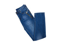 Fashionable Blue Jeans,classic Men's Jeans On A White Background