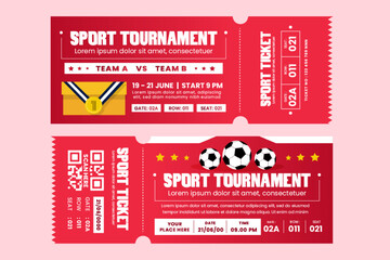 Football tournament sport event ticket design template simple and elegant design