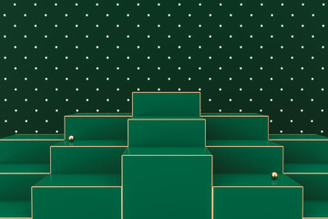Poster - Winter Christmas background with a podium stage for product display. 3d rendering.