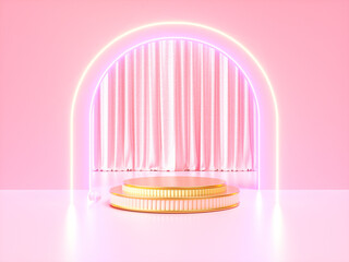 Poster - Luxury background with a podium stage for product display. 3d rendering.