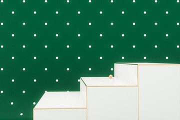 Poster - Winter Christmas background with a podium stage for product display. 3d rendering.
