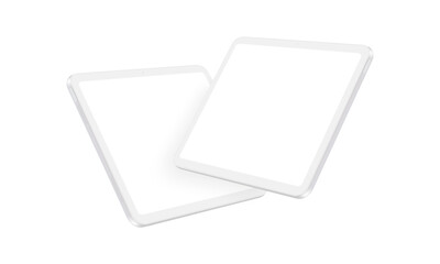 Fototapete - Clay Tablet Mockups with Blank Horizontal Screens, Side Perspective View. Vector Illustration