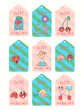Set of romantic gift box tag shopping labels, banners, card design for valentine's day design. hand drawn illustration